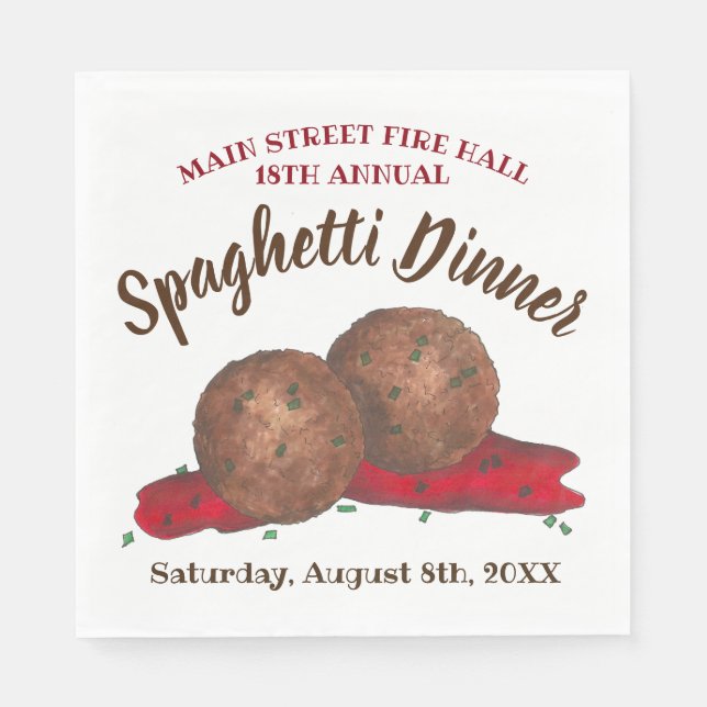 Guardanapo De Papel Evento de Caridade do Janto Meatball Italiano Spag (Frente)