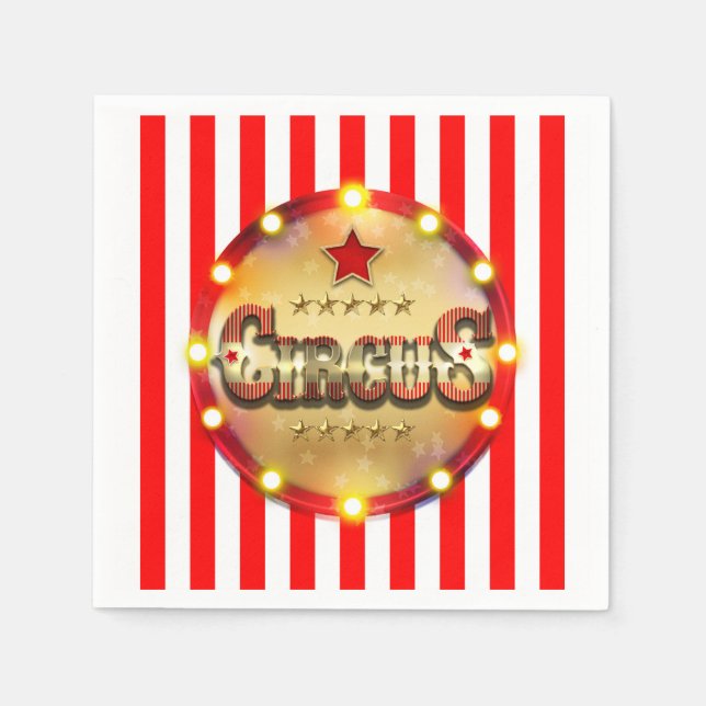 Guardanapo De Papel Evento de Festa de Circo Vermelho Branco Dourado L (Frente)