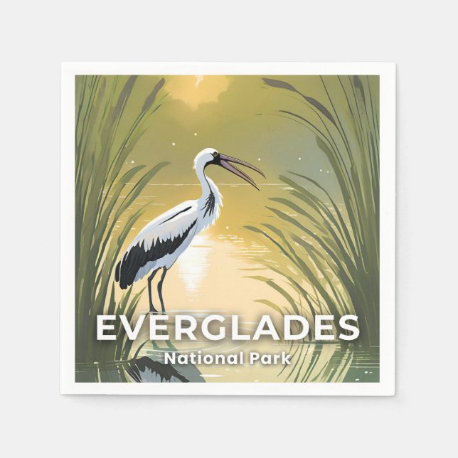 Guardanapo De Papel Everglades National Park | Watercolor Stork (Frente)
