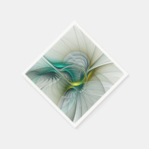 Guardanapo De Papel Evolução Fractal, Turquesa Ouro