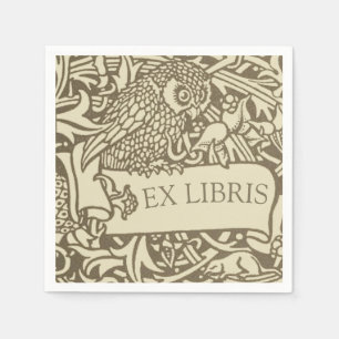 Guardanapo De Papel Ex Libris de Coruja Vintage Artes e Ofícios Walter