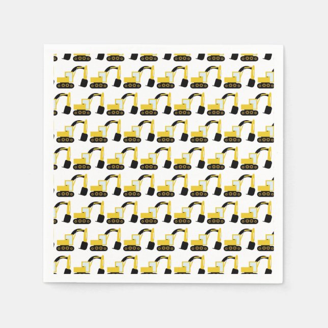 Guardanapo De Papel Excavadoras, fiesta de cumpleaños construcción (Frente)