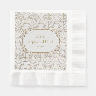 Guardanapo De Papel Excelente Branco, Dourada Gatsby Art 1920