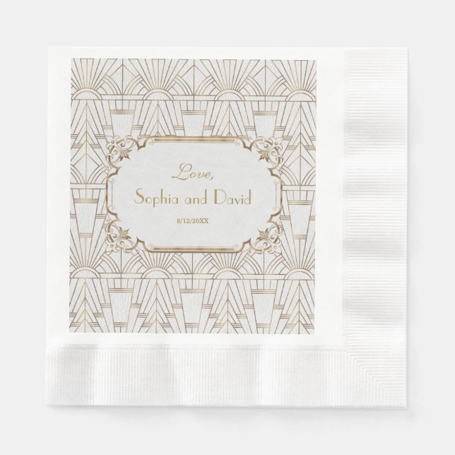 Guardanapo De Papel Excelente branco Gatsby Art Deco 1920 Casamento (Frente)
