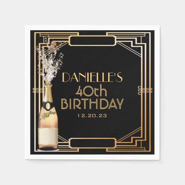 Guardanapo De Papel Excelente Gatsby Art Deco Birthday Personalizado N (Frente)