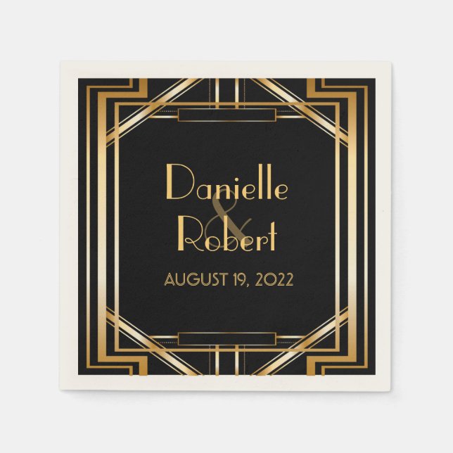 Guardanapo De Papel Excelente Gatsby Art Deco Casamento Personalizado  (Frente)