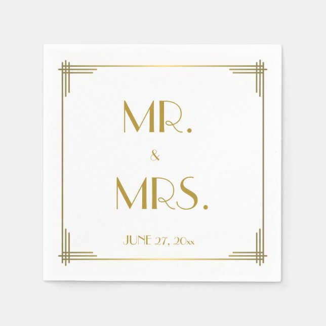 Guardanapo De Papel Excelente Gatsby Dourado Art Deco Casamento Napkin (Frente)