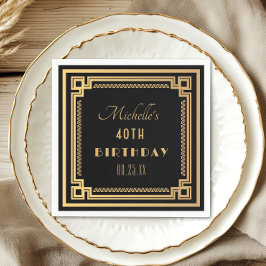 Guardanapo De Papel Excelente Negro Dourado Gatsby Art Deco Aniversári
