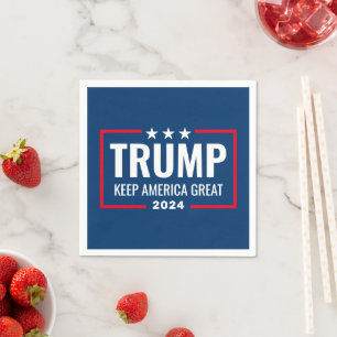 Guardanapo De Papel Excelente Trump 2024 Keep America - azul vermelho