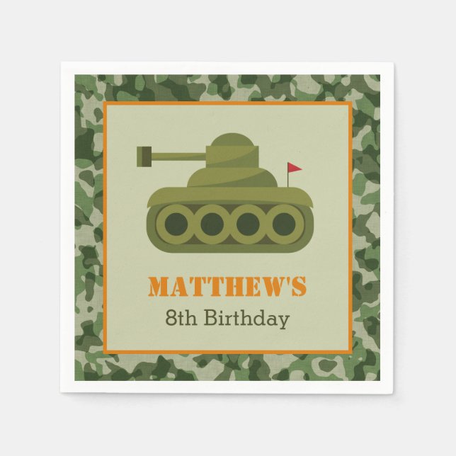 Guardanapo De Papel Exército Napkins - Tanque Soldado Militar de Anive (Frente)