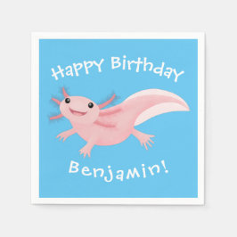 Guardanapo De Papel Exolotl branco rosa feliz