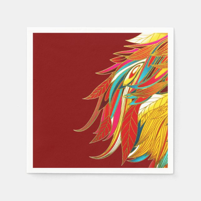 Guardanapo De Papel Exotic Feathers Red (Frente)