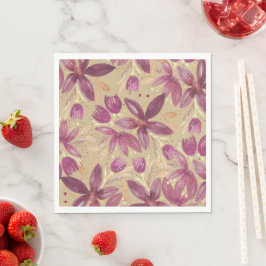 Guardanapo De Papel Exótica Watercolor Floral Burgundy e Dourada