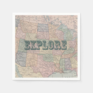 Guardanapo De Papel Explorar Napkin de Citação de Viagem