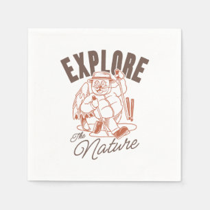 Guardanapo De Papel Explore A Natureza - Vintage Cat Hiker