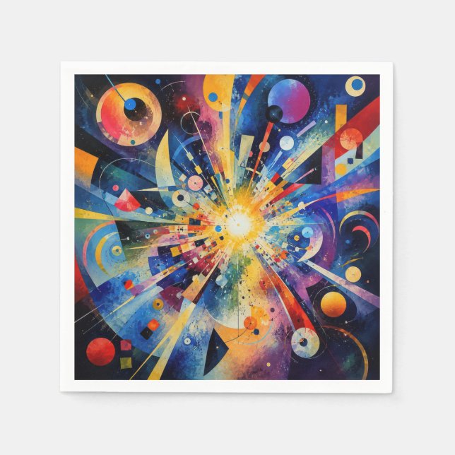 Guardanapo De Papel Explosão Geométrica Cósmica Abstrata (Frente)