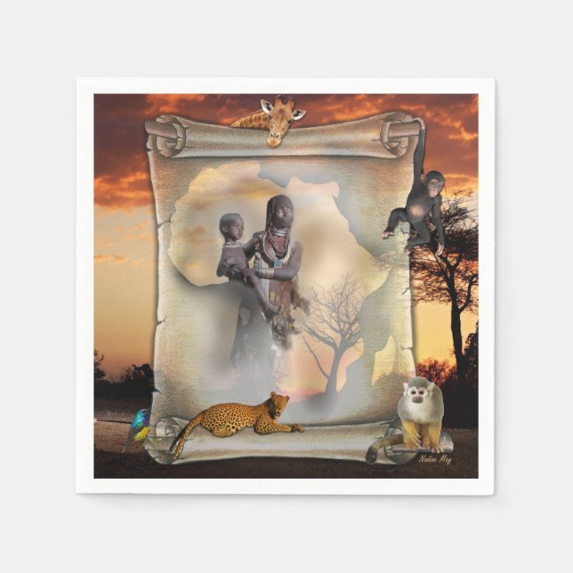 Guardanapo De Papel Expressões africanas (Frente)