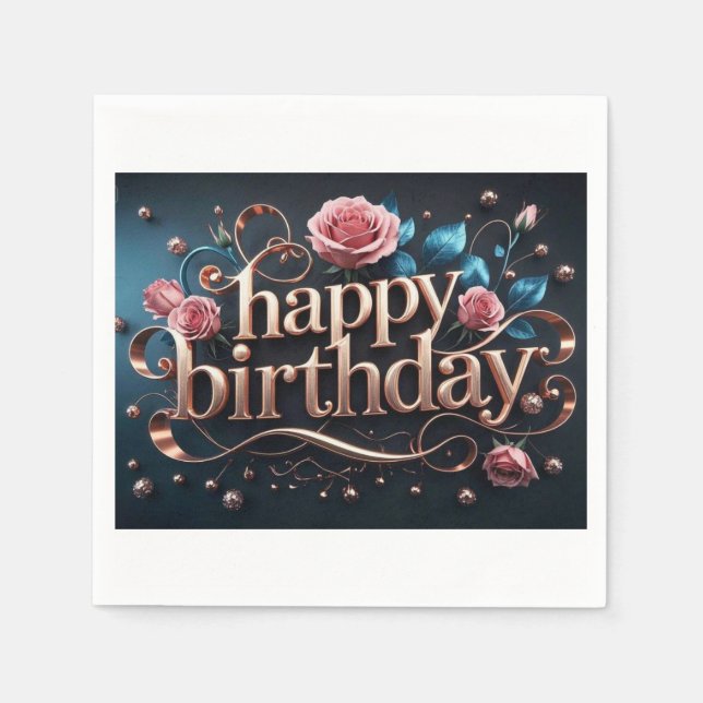 Guardanapo De Papel Extraente elegante luxuoso de rosa dourado (Frente)