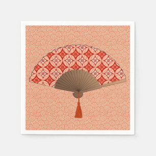 Guardanapo De Papel Fã japonês, motivo de Shippo, tanjerina