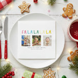 Guardanapo De Papel Fa La Christmas 3 Photo Collage Cute Pastel<br><div class="desc">"Fa La" em colorida tipografia pastel,  guardanapos de papel de Natal com 3 colagens fotográficas.</div>