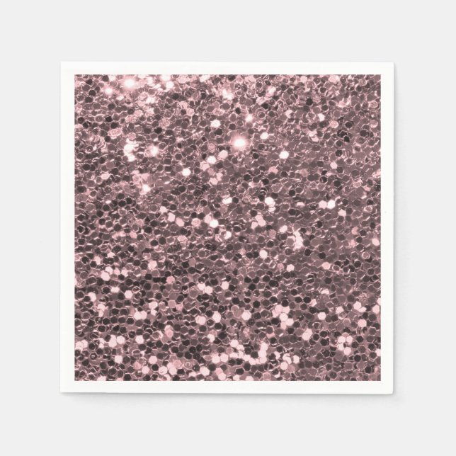 Guardanapo De Papel Faaux Glitter Sparkles de rosa Dourado (Frente)