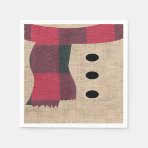 Guardanapo De Papel Fábrica divertida Burlap Snowman Xadrez Scarf & B