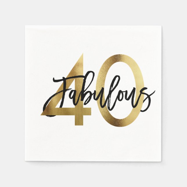 Guardanapo De Papel Fabuloso 40º | Aniversário Dourado Elegante Modern (Frente)
