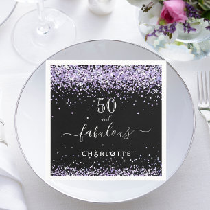 Guardanapo De Papel Fabuloso aniversário de brilho de brilho roxo pre