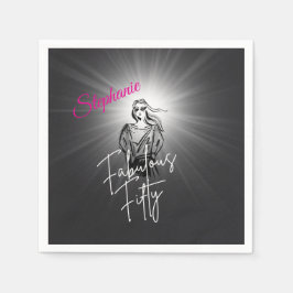 Guardanapo De Papel Fabulous Fifty Woman Black Sketch 50th Birthday