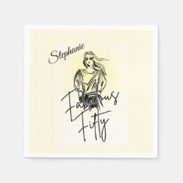 Guardanapo De Papel Fabulous Fifty Woman White Sketch 50th Birthday