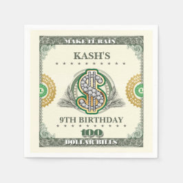 Guardanapo De Papel Faça Chover Notas de 100 Dólares Bucks de Aniversá