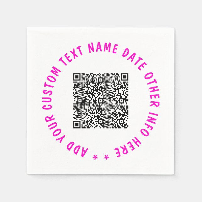 Guardanapo De Papel Faça o Upload do Seu Código QR Adicionar Texto Inf (Frente)