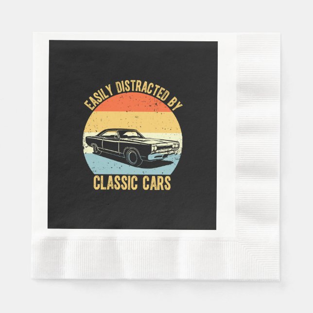 Guardanapo De Papel Facilmente Distraído Por Carros Clássicos (Frente)