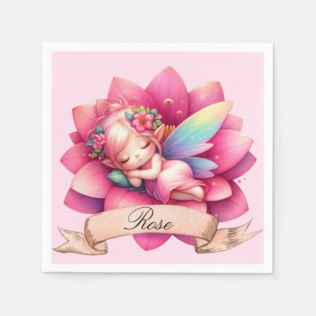 Guardanapo De Papel Fada Adormecida Sonhos Doces Florais Caprichosos F (Frente)