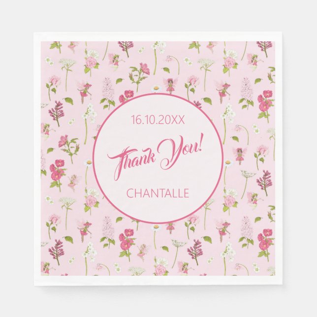 Guardanapo De Papel Fada De Flor Obrigado Data (Frente)