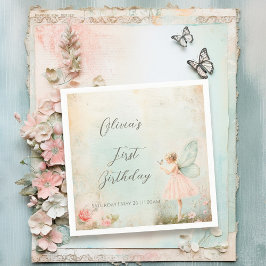 Guardanapo De Papel Fada de flores Aniversário