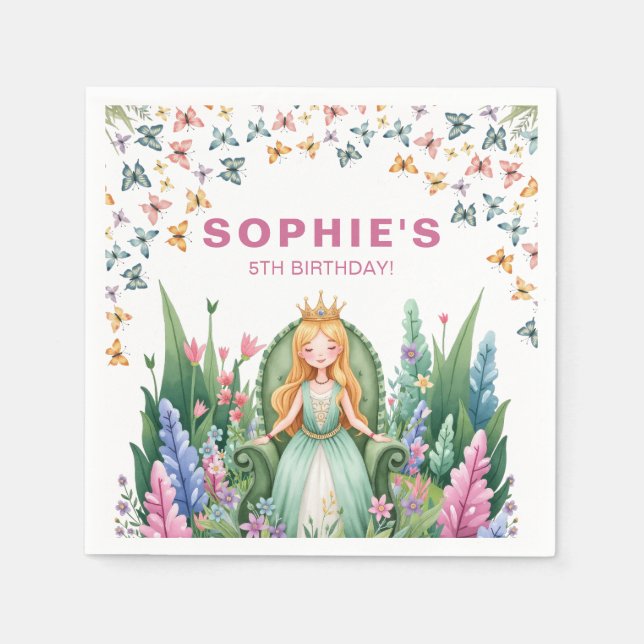Guardanapo De Papel Fada de Floresta Encantada Princesa Aniversário (Frente)