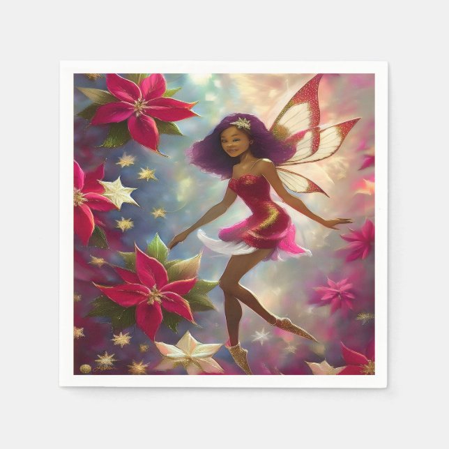 Guardanapo De Papel Fada de Natal Coleção Plum Tint Cabelo Natural (Frente)