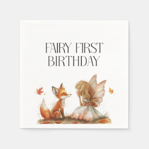 Guardanapo De Papel Fada de Queda Primeiro Aniversário Obrigado com um