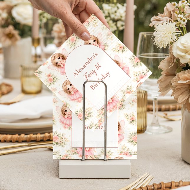 Guardanapo De Papel Fada Menina de 1º Aniversário (Criador carregado)