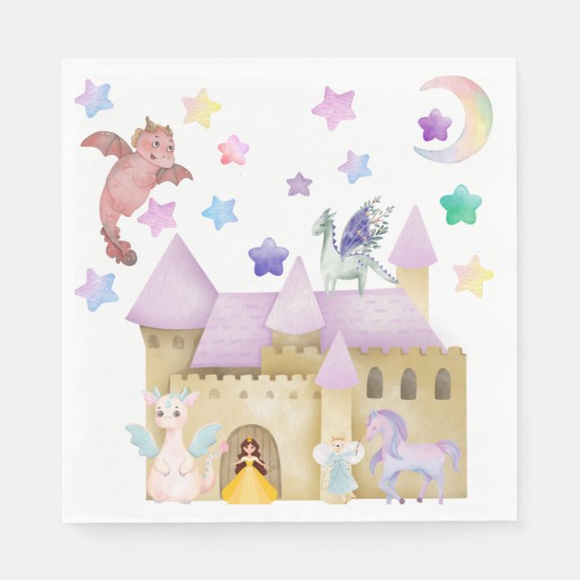 Guardanapo De Papel Fada Princesa festa de aniversário de castelo mági (Frente)