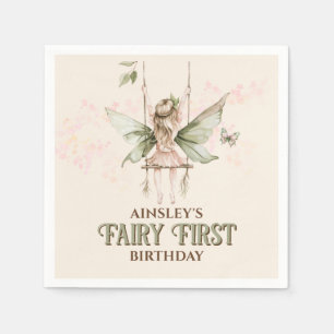 Guardanapo De Papel Fada Rosa Personalizada - Primeiro primeiro aniver