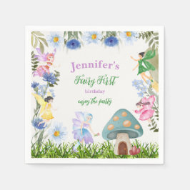 Guardanapo De Papel Fadas e flores de aniversário de moça qualquer ida