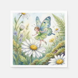 Guardanapo De Papel Fairy Butterfly In a Daisy Garden