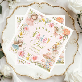 Guardanapo De Papel Fairy First Birthday Enchanted Garden Bright
