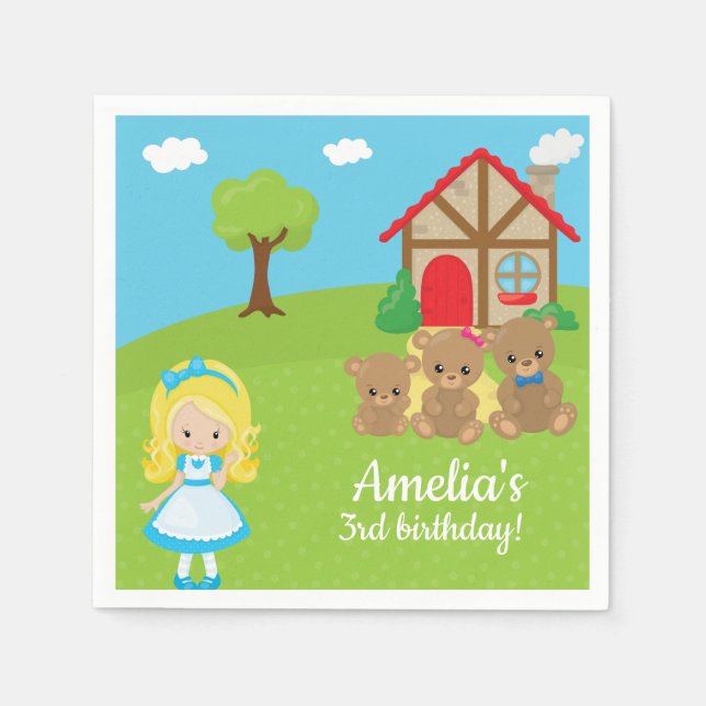 Guardanapo De Papel Fairytale Storytime Goldilocks Três Ursos Napkin (Frente)