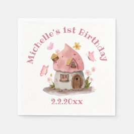 Guardanapo De Papel Fairytalhe casa, primeiro aniversario rosa, simple