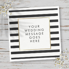 Guardanapo De Papel Faixa Preto e Branco Casamento Dourado