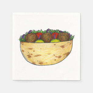 Guardanapo De Papel Falafel Pita Sandwich Foodie Napkins