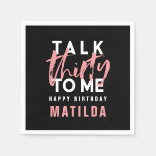 Guardanapo De Papel Fale 30 para mim aniversário de tipografia rosa m